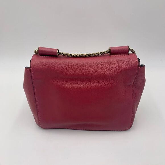Auth Luxe Chloe Fuchsia Leather Elsie Shoulder Bag Hardware Turn Lock Excellent - Picture 12 of 16